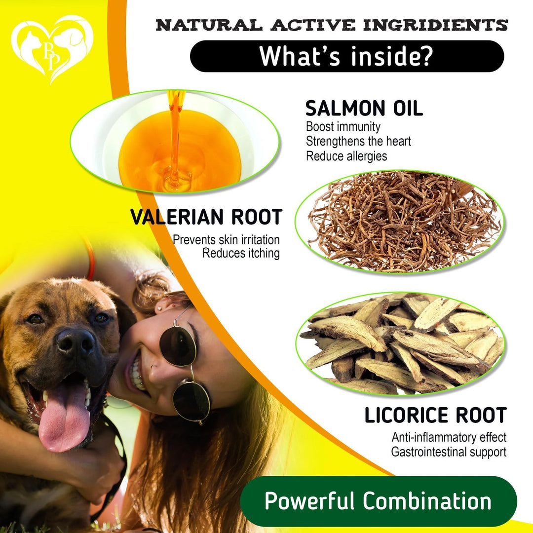 Dog anti Itch Allergy Relief Chews Dry Itchy Skin Hot Spot Treatment with Omega3