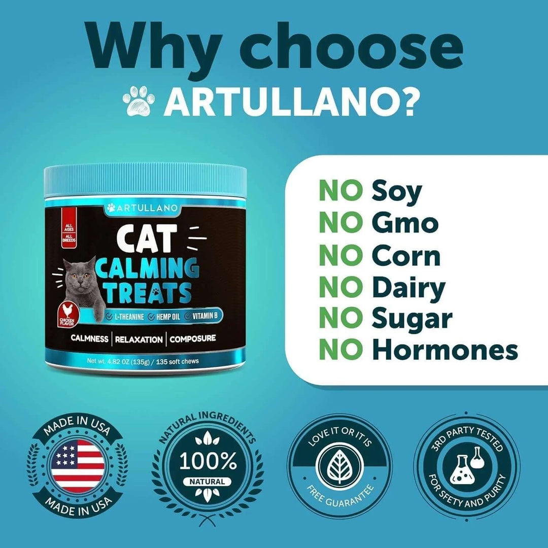 Hemp Cat Calming Treats for Stress & Anxiety Relief Cat & Kittens Melatonin