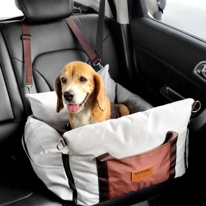 Comfortable VEVOR dog car booster seat for small dogs, providing a safe and cozy travel experience.